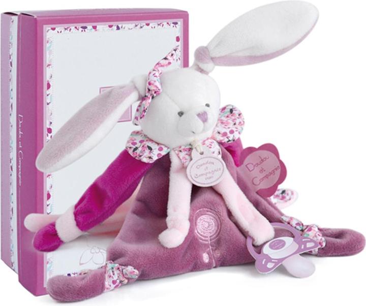 Actual product image Doudou et Compagnie Cherry bunny with pacifier holder (20.50 cm)