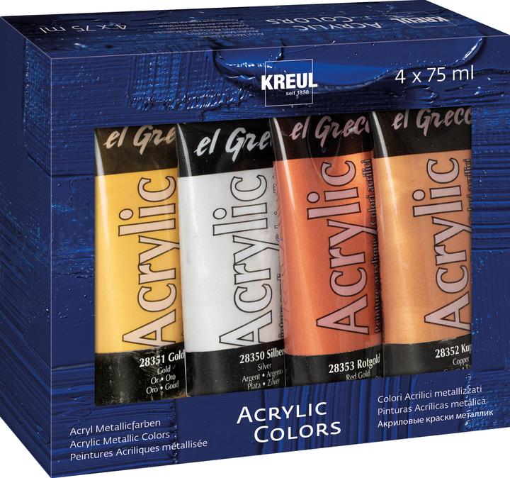 Actual product image Kreul Acrylic paint el Greco Acrylic Metallic, 75 ml, set of 4 (Gold, 75 ml)