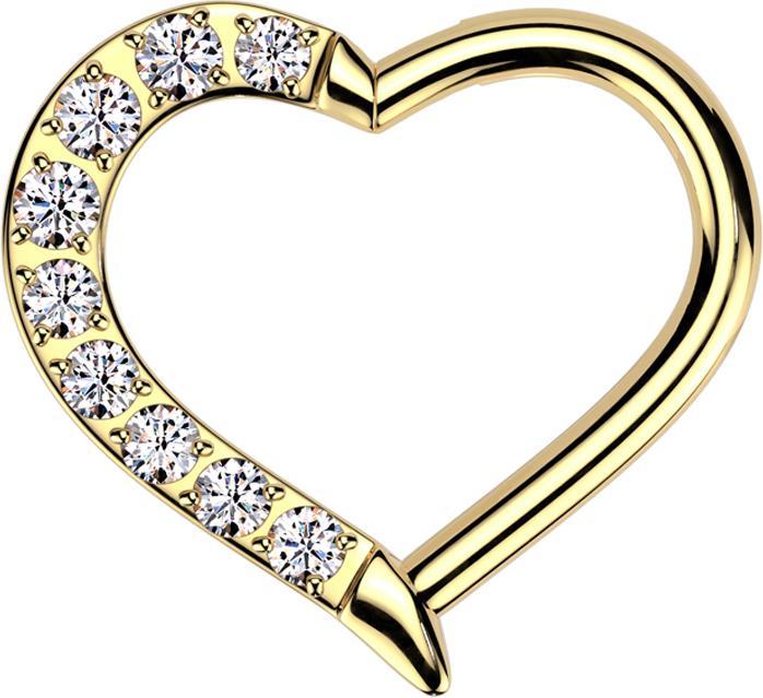 Image du produit Star Piercing Micro Segmentring klappbar silber Herz rechts Kristalle silber (sans laiton, Titane G23)