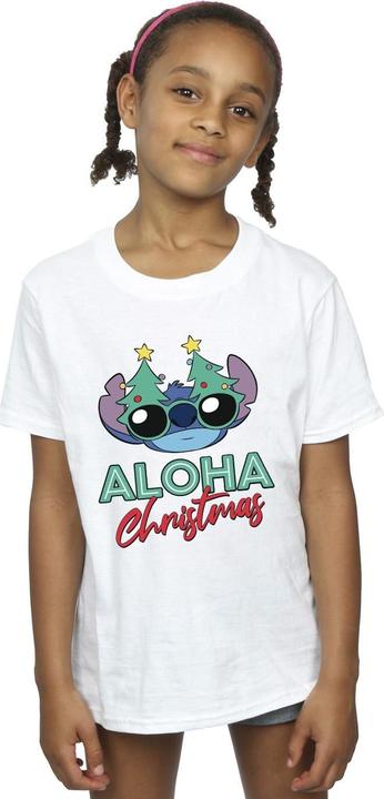 Actual product image Disney Girls Lilo And Stitch Christmas Tree Shades Cotton T-Shirt (152, 158)