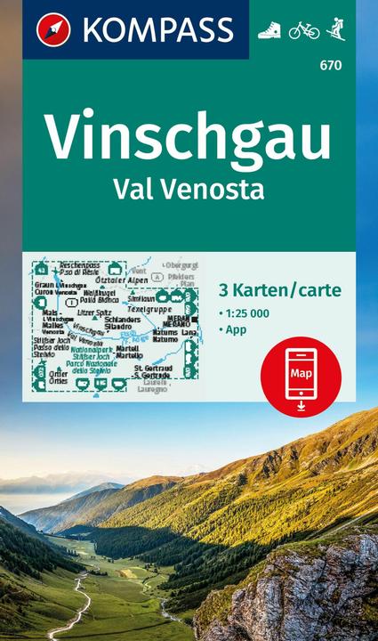Actual product image Hiking map set 670 Vinschgau / Val Venosta (3 maps) 1:25,000