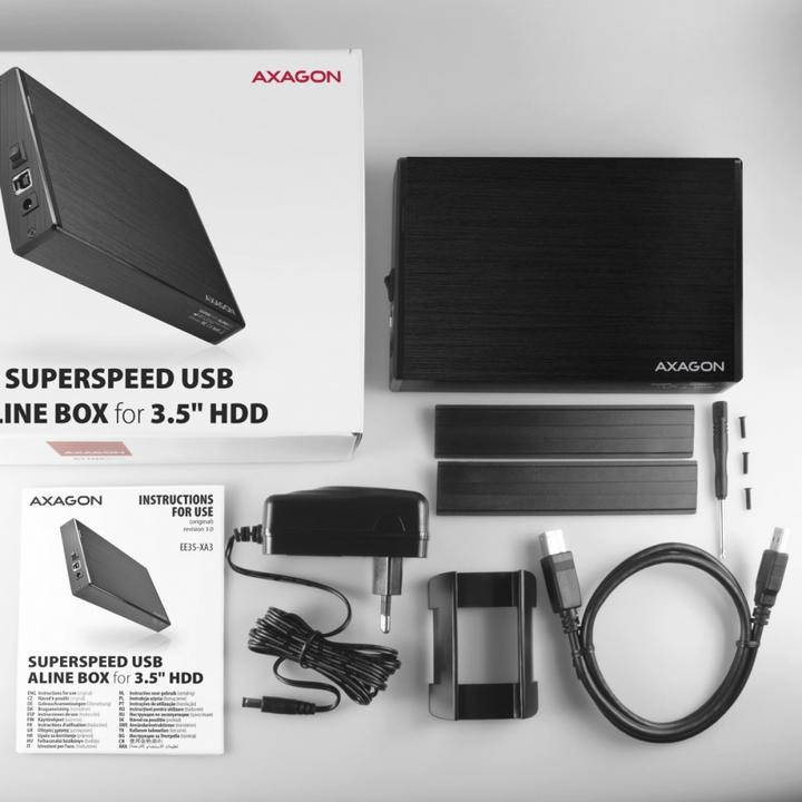 Image du produit Axagon EE35-XA3 - Boîtier pour disque dur - 3.5 pouces - SATA - Serial ATA II - Serial ATA III - 5 Gb (3.5")