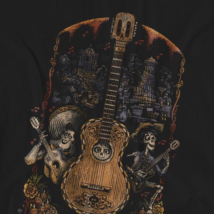 Actual product image La Maison du Coco Unisex Adult Ernesto Miguel Hector Painted Poster With Guitar T-Shirt (XXL)