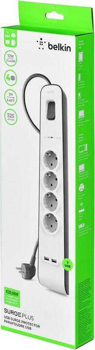 Actual product image Belkin BSV401VF2M (4 x, CEE 7/3, USB-A, 2 m)