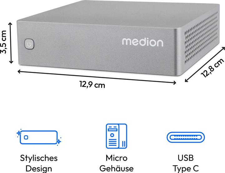 Image du produit Medion Mini PC S06 (MD35370) (Intel Core i5-1335U, 16 Go, 512 Go, Intel Iris Graphics)