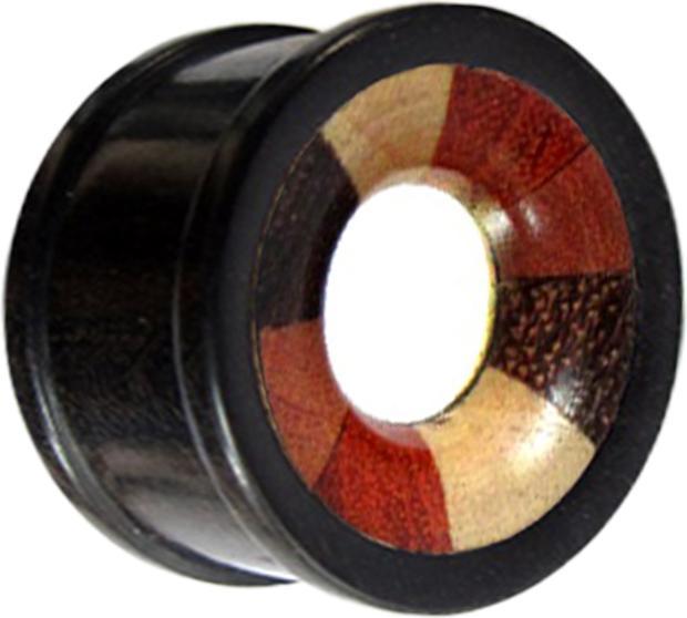 Star Piercing Tunnel mit vier Schichtholz Einlage aus Arang Holz (ohne Messing, Organisch)