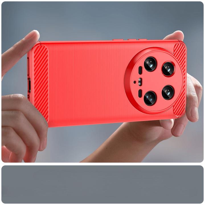 Produktbild Cover-Discount Xiaomi 14 Ultra - Metall Carbon Look Hülle rot (Xiaomi 14 Ultra)