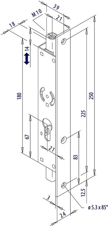 Actual product image Fuhr Bascule mortise locks 297N (Mortise lock)