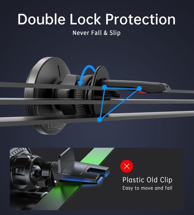 Actual product image Choetech T204-F magnetic car holder with 15W wireless charging - black