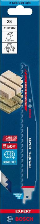 Productafbeelding Bosch Professional Zubehör Expert Tough Wood S 1142 KHM reciprozaagblad, 3 stuks