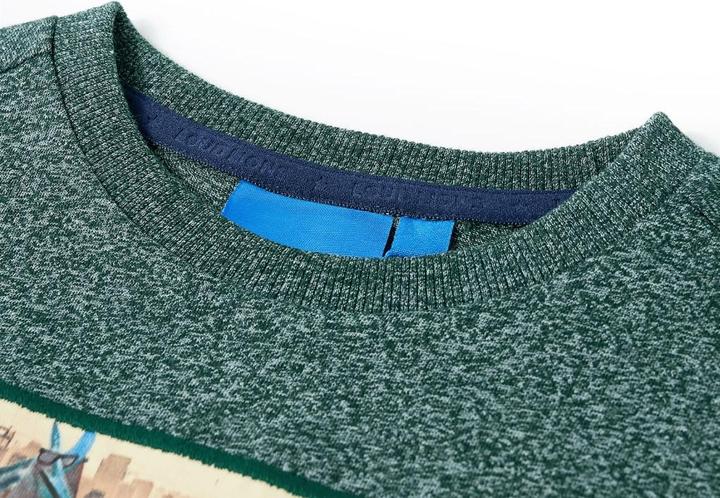 Immagine prodotto VidaXL Camicia da bambino a maniche lunghe verde scuro melange 140,Materiale: 50 (140)