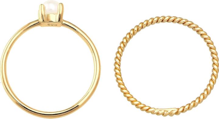 Produktbild Elli PREMIUM Ring Ring Set Perle Twisted 925 Silber (56, 925 Silber)