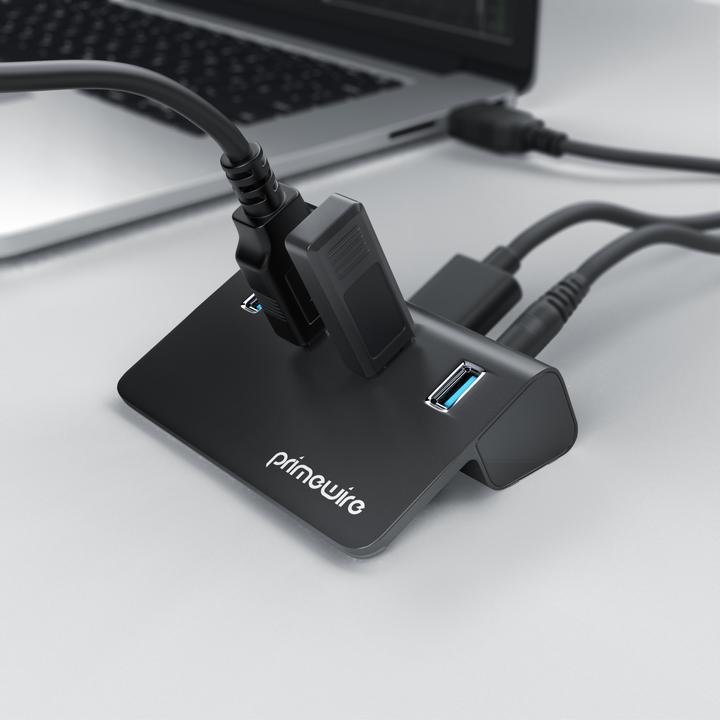 Produktbild Primewire 4 Port USB 3.2 Gen.1 Hub Aktiv, Verteiler mit Netzteil, USB 3.0 Datenhub Super Speed bis zu 5 Gbit/s (USB-A, 4 Ports)