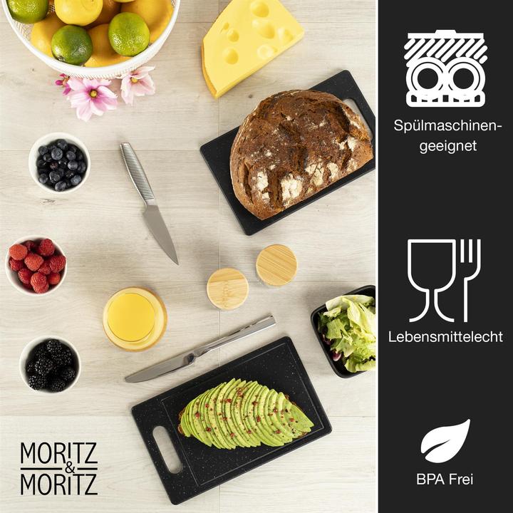 Produktbild Moritz & Moritz 2X Schneidebretter Kunststoff mit Saftrille in Granit Optik - 25 x 15 cm