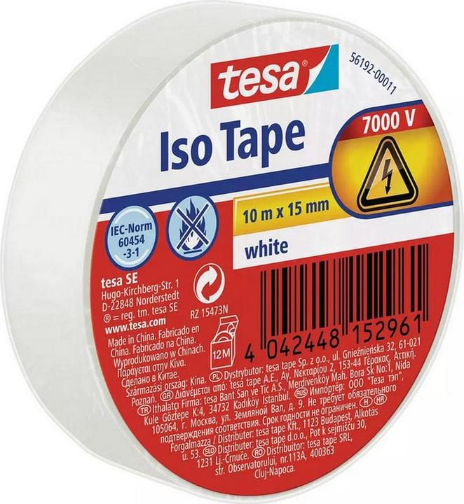 Produktbild tesa 5x Elektro Isolierband, hitzebeständiges Klebeband zum Isolieren, Reparieren & Bündeln, Fünferpack (15 mm)