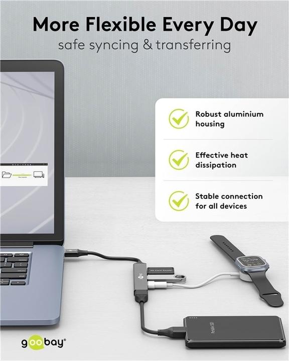 Produktbild Goobay Slim 4-Port USB-Hub, USB-A auf USB-A, USB 3.2 (USB-A, 4 Ports)