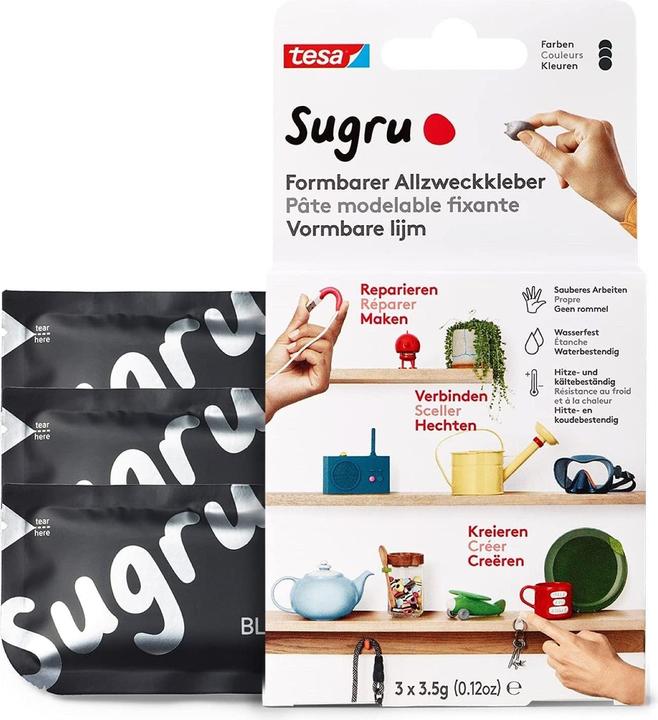 Image du produit Sugru by tesa Sugru 3x colle malléable à usage général, colle polyvalente pour décorer, coller & réparer (10.50 g)