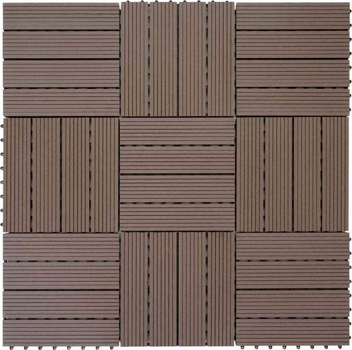 Image du produit Swisshandel24 WPC Carreau de sol Rhone, aspect bois pour balcon/terrasse, 11x 30x30cm = 1qm base, coffee linear (11 x, 30 x 30 cm)