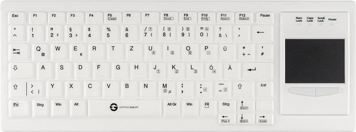 Image du produit Gett Cleantype Xtra Touch Protect Clavier en silicone avec touchpad IP68 désinfectable USB couleur blanc (DE, Filaire)