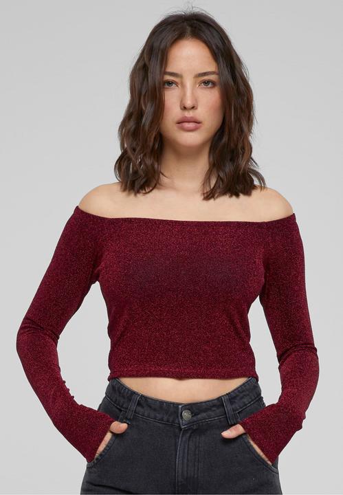 Actual product image Urban Classics Ladies Off Shoulder Glitter Longsleeve (4XL)