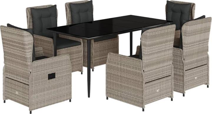 Actual product image VidaXL Garden furniture dining set garden set seating group 7pcs light grey poly rattan (160 cm)