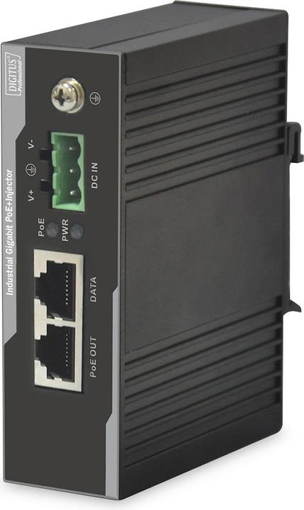 Actual product image Digitus Industrial Gigabit PoE+ Injector 802.3 af/at 60W output power DIN rail and wall mount -... (802.3at (PoE+), 60 W)