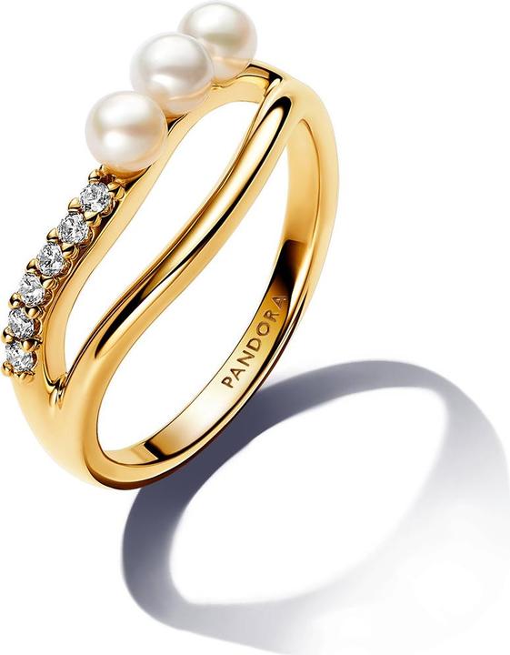 Produktbild Pandora Behandelte Süsswasserzuchtperle & Organisch geformter Doppelband Ring (60)