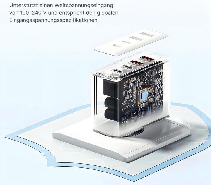 Actual product image Hermex Charger 100W fast charger USB-A USB-C 4-port power supply unit (100 W)