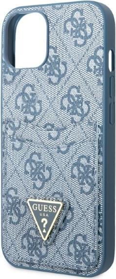 Actual product image Guess GUHCP13SP4TPB iPhone 13 mini 5.4" niebieski/blue hardcase 4G Triangle Logo Cardslot (Apple iPhone 13 mini)