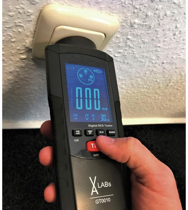 Actual product image RCD tester GT0010, LABs 195 - 253 V AC