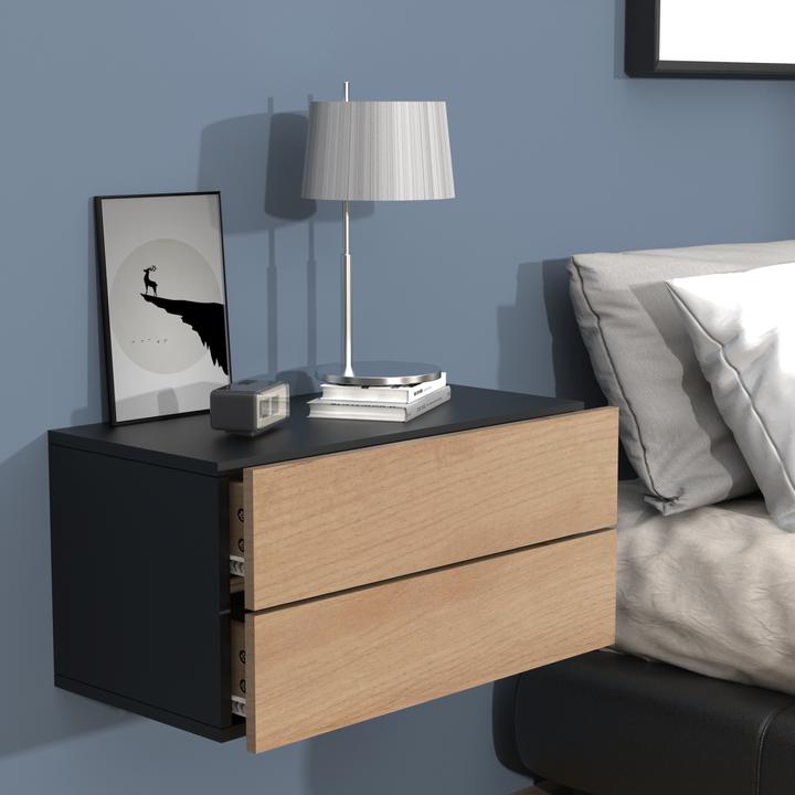 Actual product image VCM Wooden Wall Drawer Bedside Cabinet Wall Board Drawer Console Bedside Table Usal L 60 cm (60 x 32 x 32 cm)
