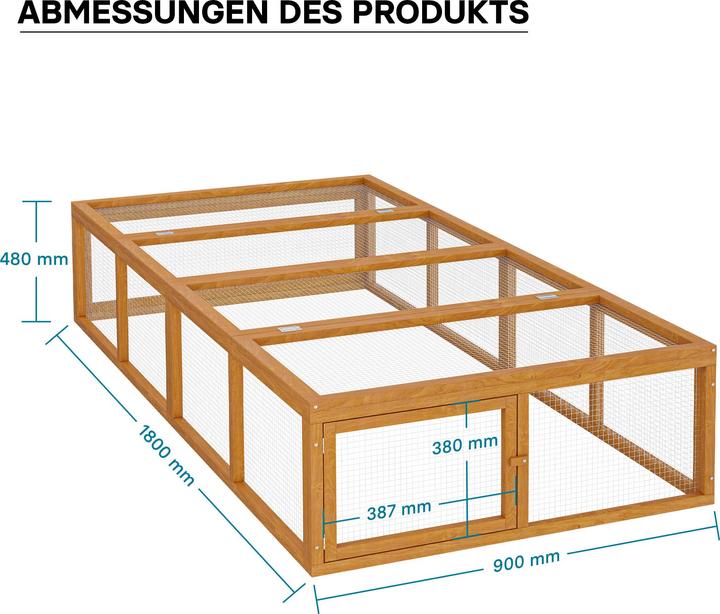 Produktbild Wiltec XXL Freilaufgehege Holz 1800x900x480mm Freilauf Kleintierstall Kaninchen