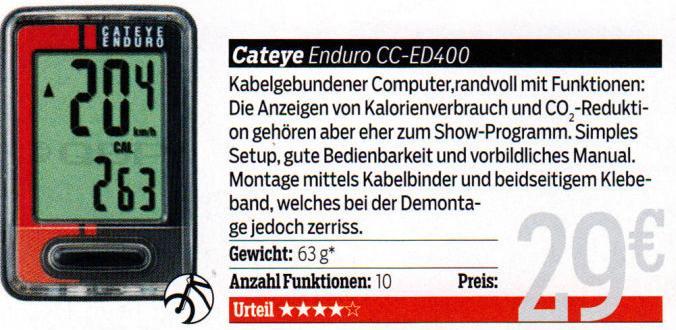 Produktbild CatEye Enduro CC-ED400 Fahrradcomputer schwarz/rot