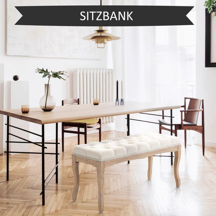 Produktbild Swisshandel24 Polsterbank Sitzbank Truhenbank Schuhbank Vintage Bettbank Schlafzimmer Wohnzimmer Flur Gummiholz Le (110 cm)