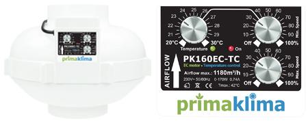Actual product image Prima Klima Tube fan EC 160 / Temp/Speed Control