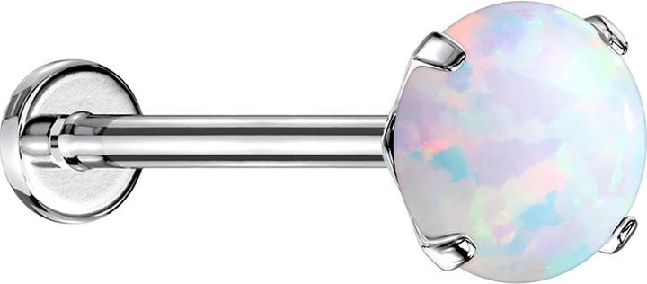 Produktbild Star Piercing Micro Threadless Labret silber Opal weiss gefasst (Chirurgenstahl 316L, ohne Messing)
