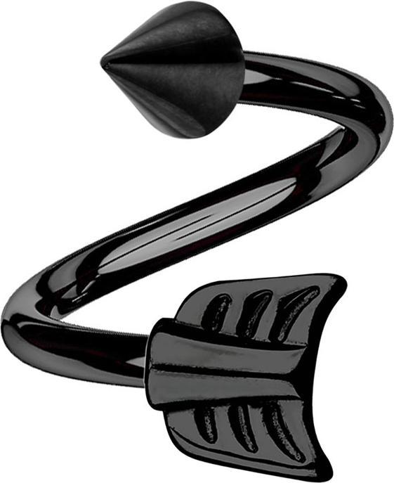 Star Piercing Micro Spirale schwarz mit Cone und Pfeil (Chirurgenstahl 316L)
