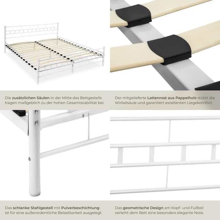 Produktbild tectake Metallbett (200 x 180 cm)