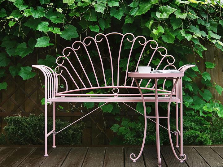 Productafbeelding Beliani Balkonset roze metalen bank met bijzettafel CAVINIA (125 cm)