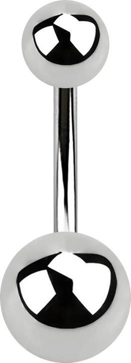 Star Piercing Banane Innengewinde silber mit zwei Kugeln (ohne Messing, Chirurgenstahl 316L)