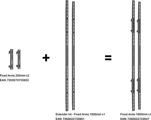 Immagine prodotto Multibrackets M Vesa Kit 1600mm, ma 120kg, nero