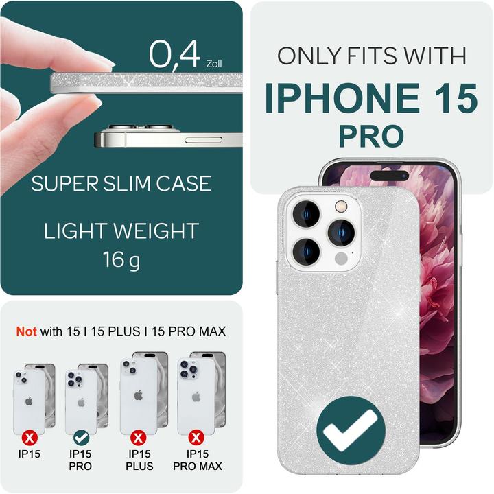 Immagine prodotto Nalia Copertina glitterata (Apple iPhone 15 Pro)