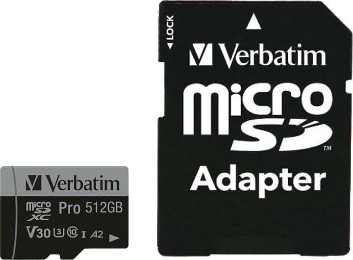 Actual product image Verbatim Pro (512 GB, microSDXC, U3, UHS-I)