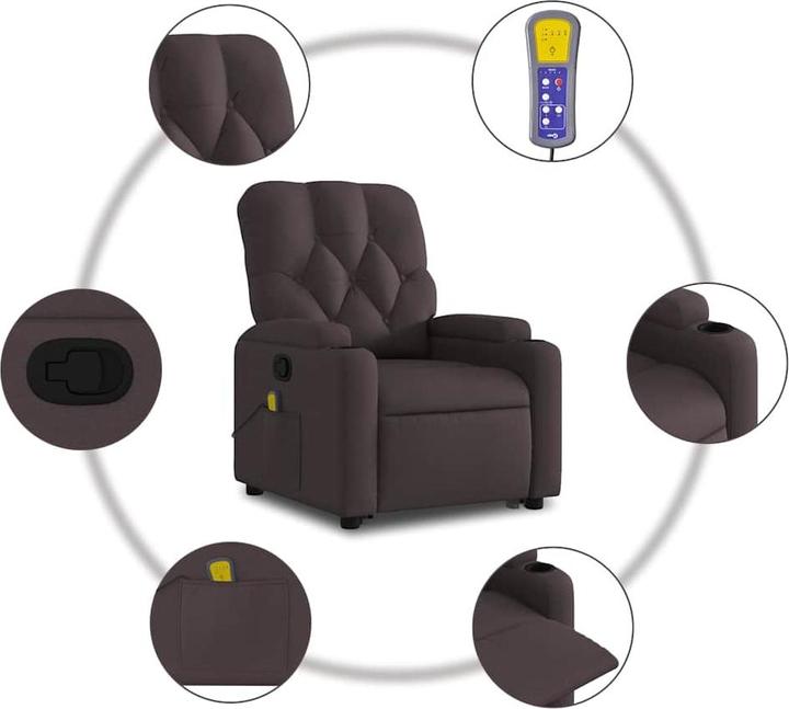 Actual product image VidaXL Massage armchair Stand-up aid TV armchair Relax armchair Dark brown fabric