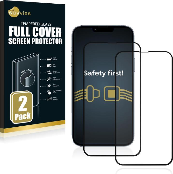 Immagine prodotto Savvies Protezione dello schermo in vetro blindato a schermo intero (2 Pezzo/i, Apple iPhone 13 Pro Max)