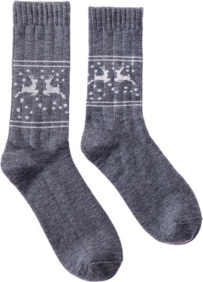 Produktbild Snazzy Santa Weihnachtssocken Rentier mit Wolle grau 36-40 von (36 - 40)
