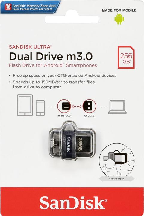 Immagine prodotto SanDisk Ultra Dual Drive M3.0 (256 GB, USB-A, Micro USB)