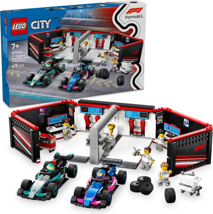 Actual product image LEGO F1 Garage mit Mercedes-AMG & Alpine Rennautos (60444, LEGO City)
