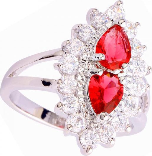 Produktbild Hermex Auge der Vorsehung Versilberter Ring mit Spinell rubin Edelstein - Gr. 59 / Size 9 (9)