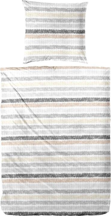 Produktbild Enrico Coss Baumwoll Seersucker Bettwäsche Düsseldorf grau beige (Bettwäsche Set, 135x200 cm + 80x80 cm)